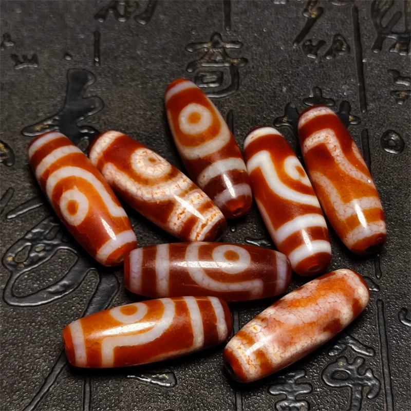 30*10mm Oval Red Agate Tibetan 2 Eyes Patterns Dzi Beads for DIY Making Men&Women Amulet Bracelet Necklace Jewelry Free Shipping image 3