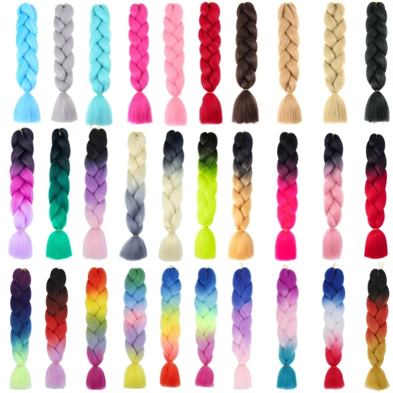 24 Zoll DIY Jumbo Flechthaar Synthetische Haarverlängerungen Afro Ombre Häkelzöpfe Großhandel für Damen-Flechtfrisuren