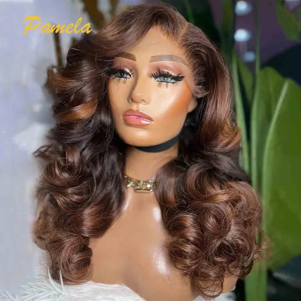 250% Density Body Wave Ombre 4/27 Blonde Colored 13x6 HD Transparent Lace Front Glueless Human Hair Wig Preplucked Ready To Wear