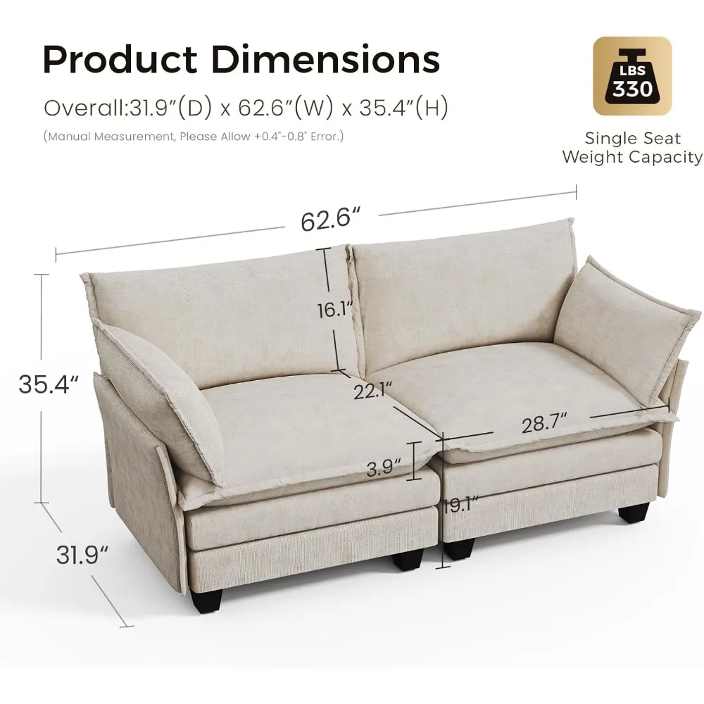 أريكة حديثة بمقعدين من الشنيل مع مسند لغرفة المعيشة والشقق #2