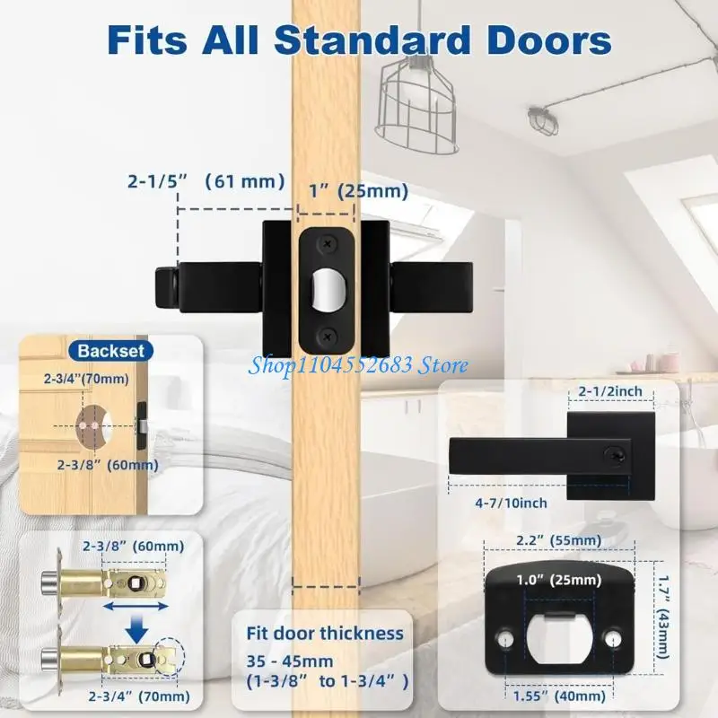Y6gd maçaneta da porta entrada com fechadura e chave, alavanca segurança, substituição, peça hardware fechadura
