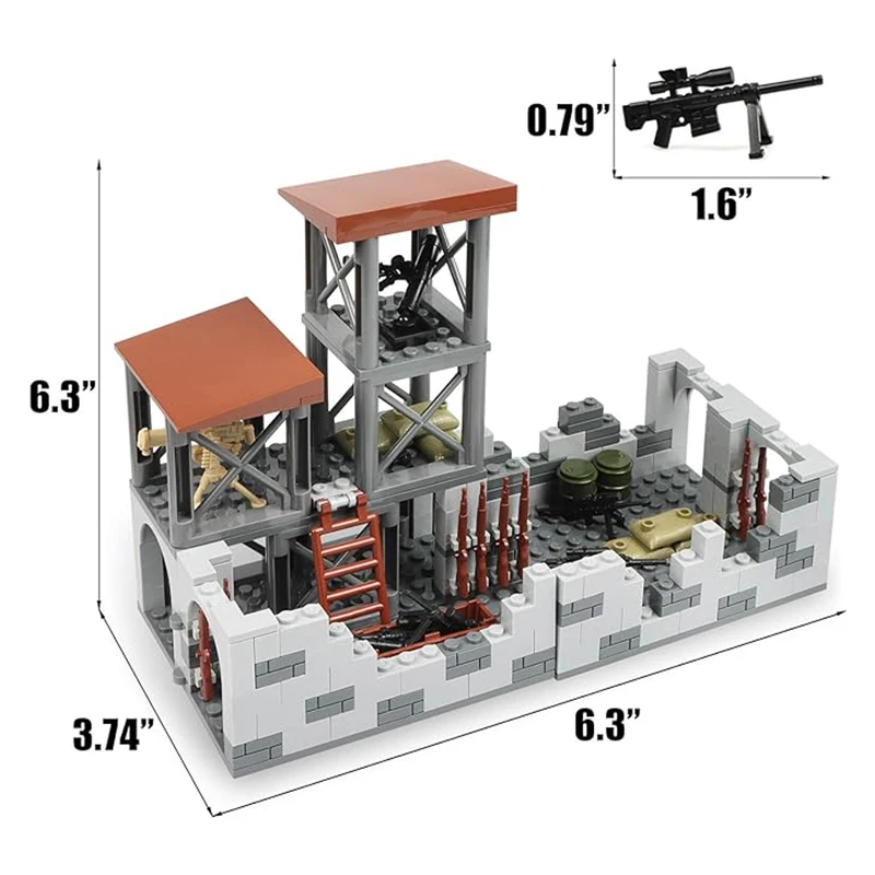 Kits de construcción de modelo de Base militar para niños, Mini suministros militares, armas, juegos de bloques de construcción, WW2