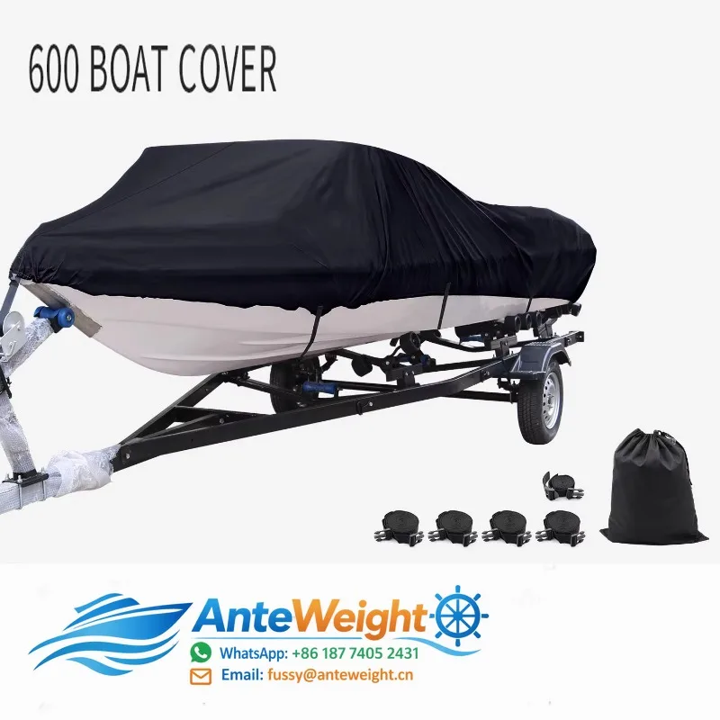 Waterproof Boat Cover 600D Oxford Fabric Heavy Duty Marine Grade UV Resistant Trailerable Protection Yacht Accessory
