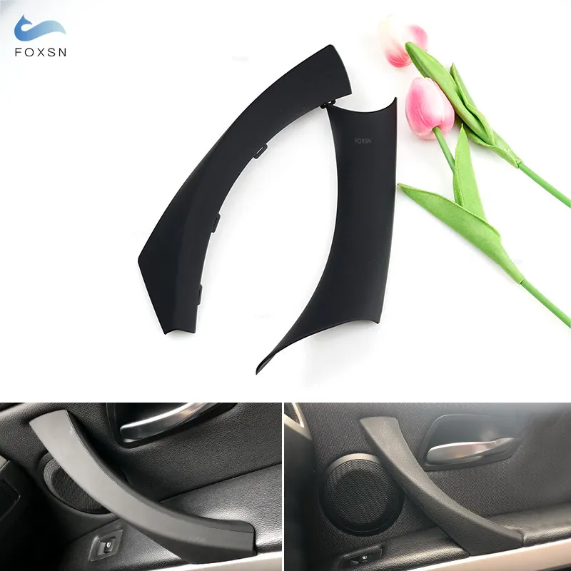 For BMW 3 Series E90 E91 325 330 318 2004-2012 Car Left Right 2pcs Inner Door Panel Handle Pull Cover Trim Black/Carbon Texture