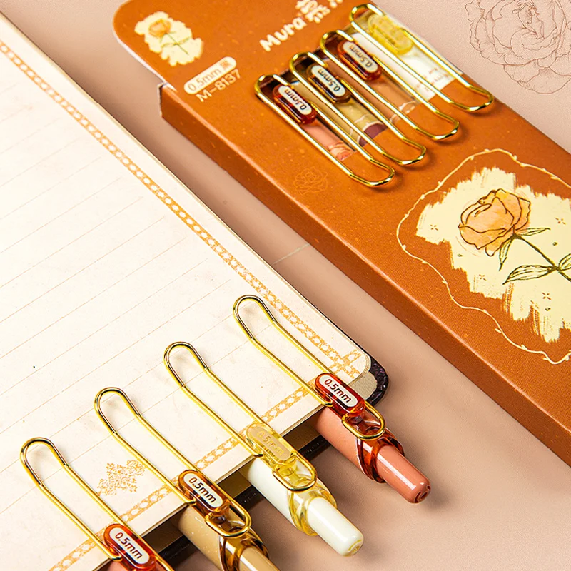 Retractable Gel Pens Rose Bear 0.5mm Black Ink Fine Point Smooth Writing for Gifts Office Writing Supplies School Stationery