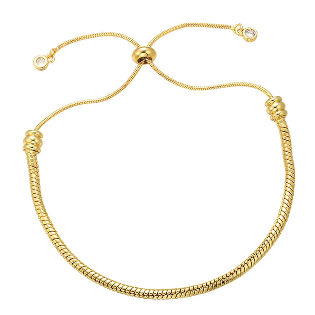 3Pcs Adjustable Basic Chain Semi-Finished Bracelet DIY Jewelry Accessories Brass Pulling Type Design Comfortable Gift Choice