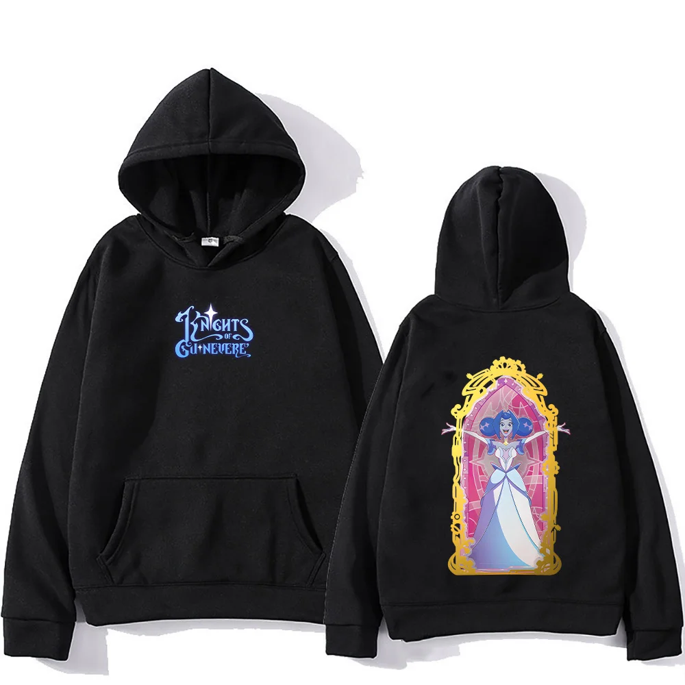 فرسان غينيفير الإثارة الجرافيك هوديس رجل موضة عادية كم طويل بلوزات للجنسين شارع العليا Y2K هودي البلوفرات