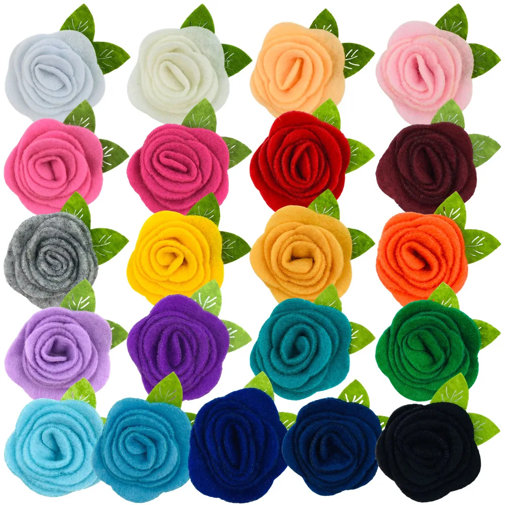

1000pcs Wholesale 4cm Non Woven Green Leaf Hairpin Skirt Shoe Bag Mobile Phone Case Accessories Rose Flower Pet Charm