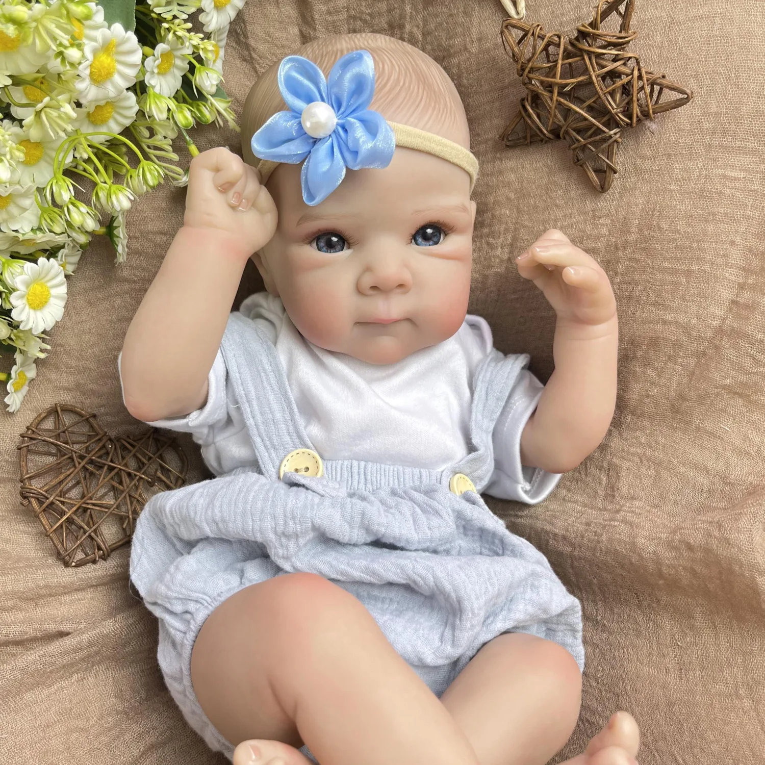 

BZDOLL 18inch Reborn Baby Doll Toy with Cloth Body Lifelike 45CM 3D Skin Doll with Blood Vessel Handmade Birthday Gift For Girl
