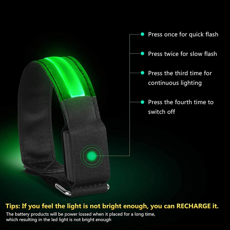 Outdoor LED Light Up Armband Rechargeable Reflective Bands Armband Strap Safety Belt for Night Running Jogging Cycling Wristband