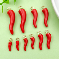 10pcs Enamel 3D Red Chili Pepper Charms Alloy Vegetable Pendants for DIY Bracelets Necklaces Earrings Jewelry Making Accessories