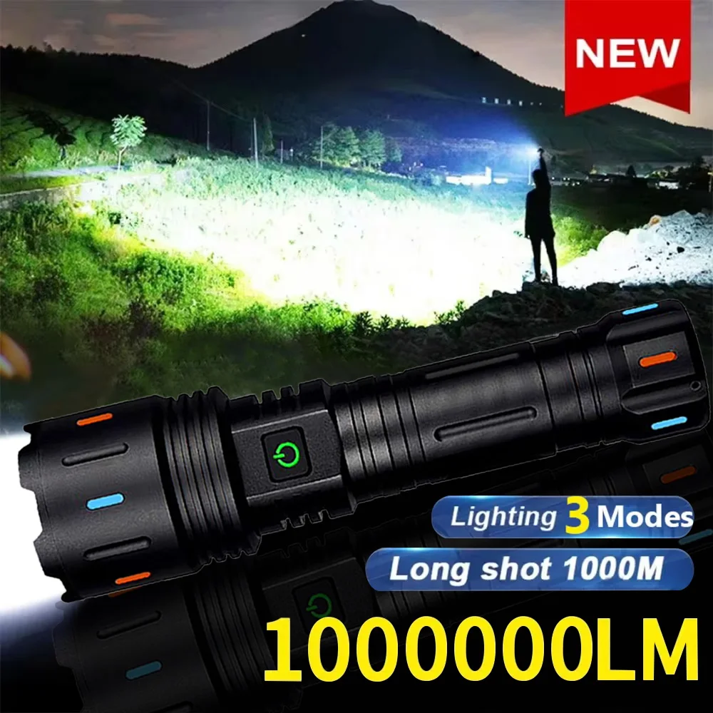 

NEW 1000000LM High Power Led Flashlights Powerful Battery 15000mah Tactical Flashlight Emergency Spotlight Most Powerful Lantern