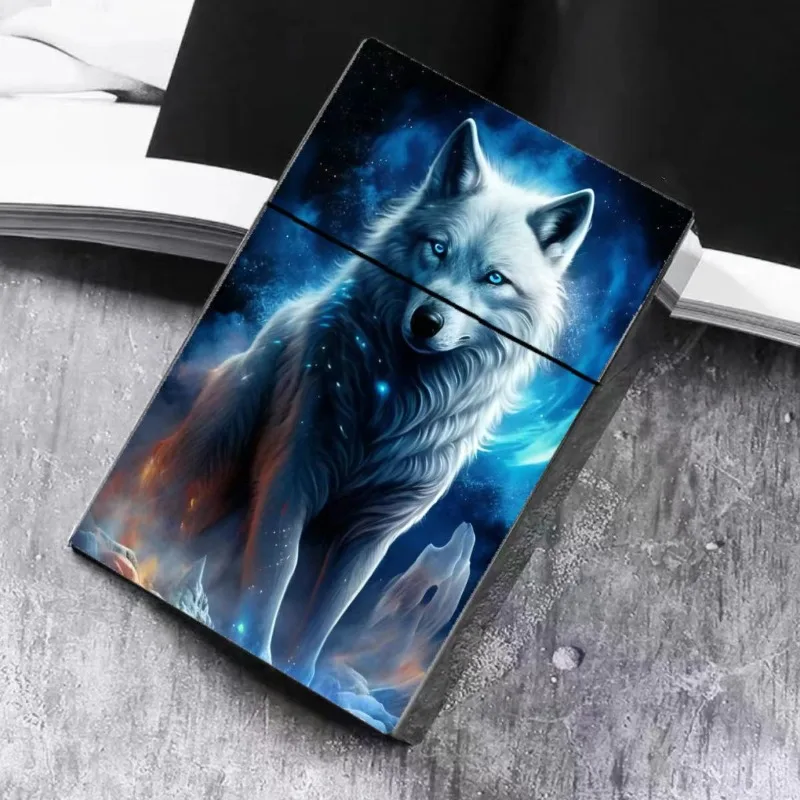 Automatic Cigarette Case 20 Cigarettes Push Open Card Holder Slim Pocket Smoking Box Leopard Wolf Pattern Gift