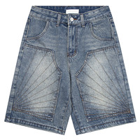 Sydneymode Vintage Washed Y2k Jorts Women Streetwear Baggy Blue Denim Shorts Oversized Harajuku Aesthetic Knee Length Jeans Men
