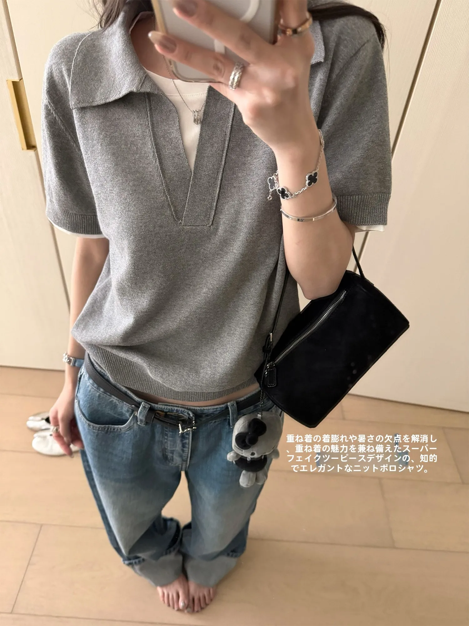 

Golf Shirt Cotton Knitted Short Sleeve Casual Style Layering Collar Women's T-shirt Breathable Comfortable Korean Version