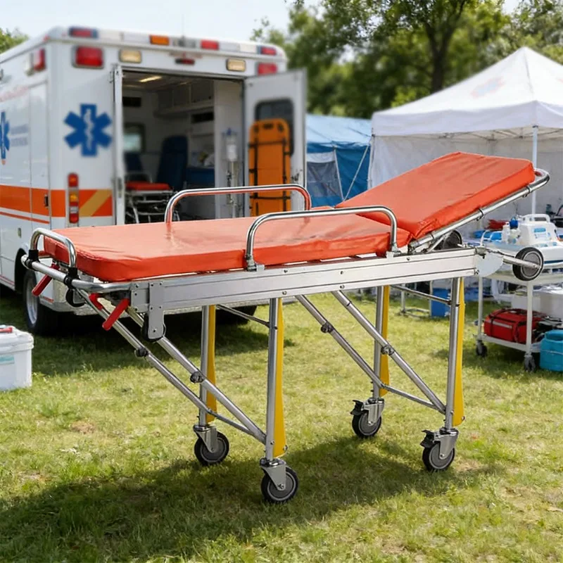 Patient emergency stretcher, stretcher trolley, resuscitation bed, ambulance stretcher bed, four-wheeled trolley
