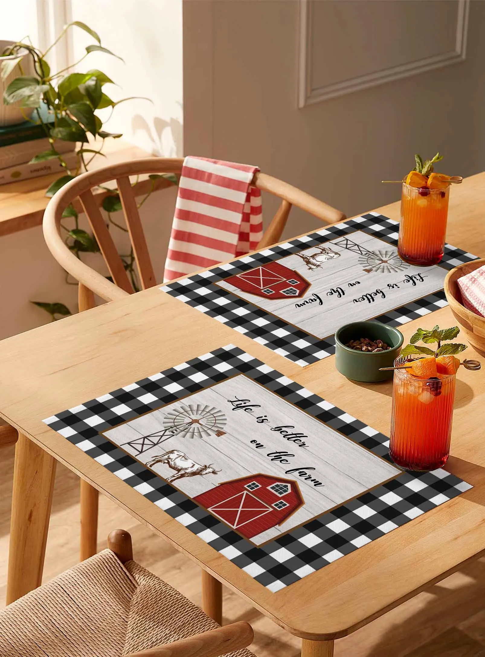 

4/6 шт., фермерское зерно, животное, ветряная мельница, корова, подставка для столовых приборов, свадебная вечеринка, обеденный декор, льняной коврик для стола, кухонные аксессуары