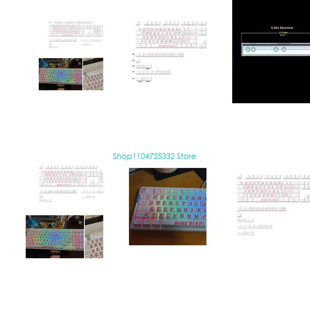

PBT Keycap 129pcs Большие символы розовые клавиши CherryProfile Большие символы