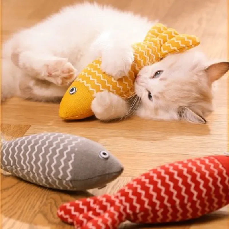 Teeth Grinding Catnip Toys Funny Interactive Plush Cat Toy Pet Kitten Chewing Vocal Toy Fish Bite Cat Mint for Cats Pet Supplies