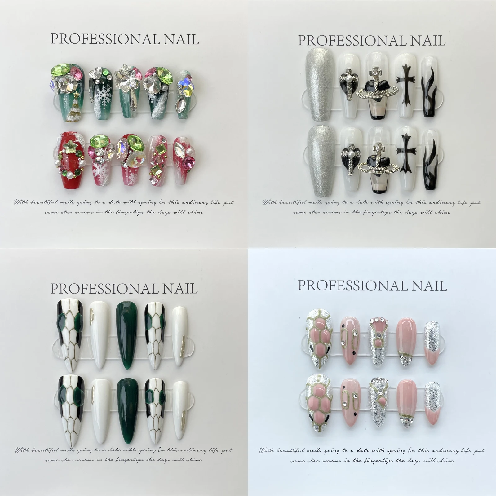 

Advanced Hand Made Customization Press on Nails Luxurious Rhinestone Design Ballerina Fake Nails Perfect Accessory for Banquets