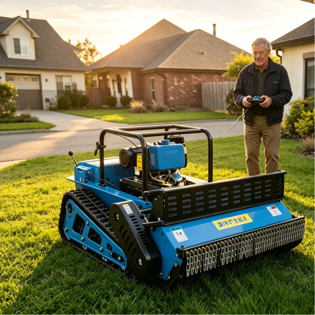 1. High Torque Diesel Remote Lawn Mower Customized Cutting Width Anti-Slip Track For Hillside Orchard Maintenance