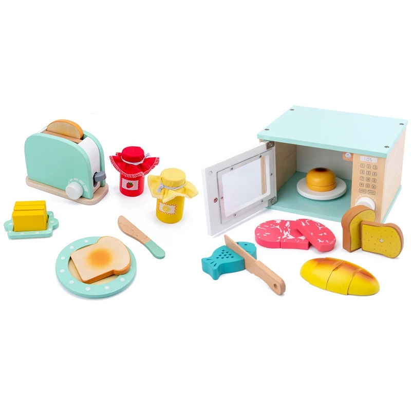 Children Kitchen Wooden Playset Toys Simulation Kitchen Utensils Set Role Playing Game Educational Tool