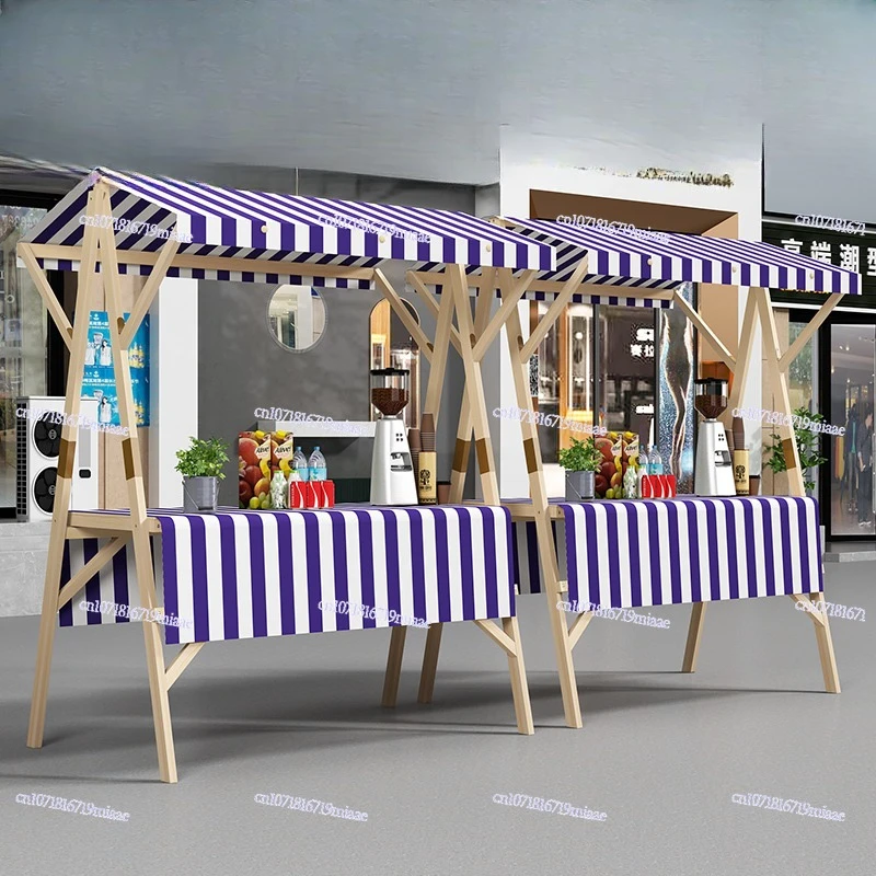 Market shelf mobile foldable booth outdoor shed Internet celebrity stall display stand solid wood promotion float night market
