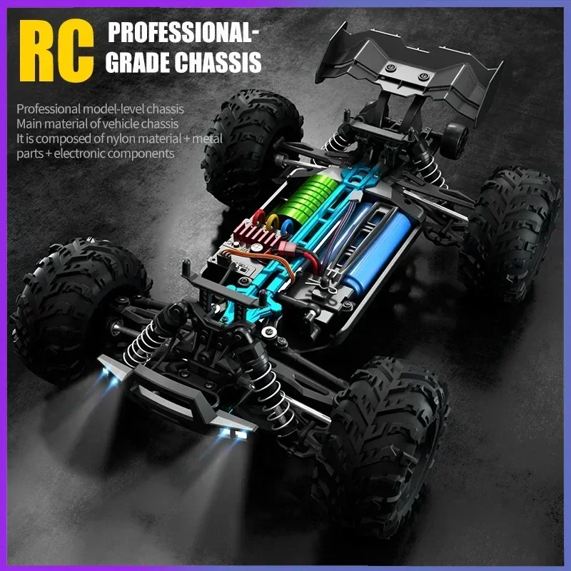 Rc Car Off Road 4x4 High Speed 70KM/H Remote Control Car with LED Headlight Brushless 4WD 1/16 Monster Truck Toys for Boys Gift