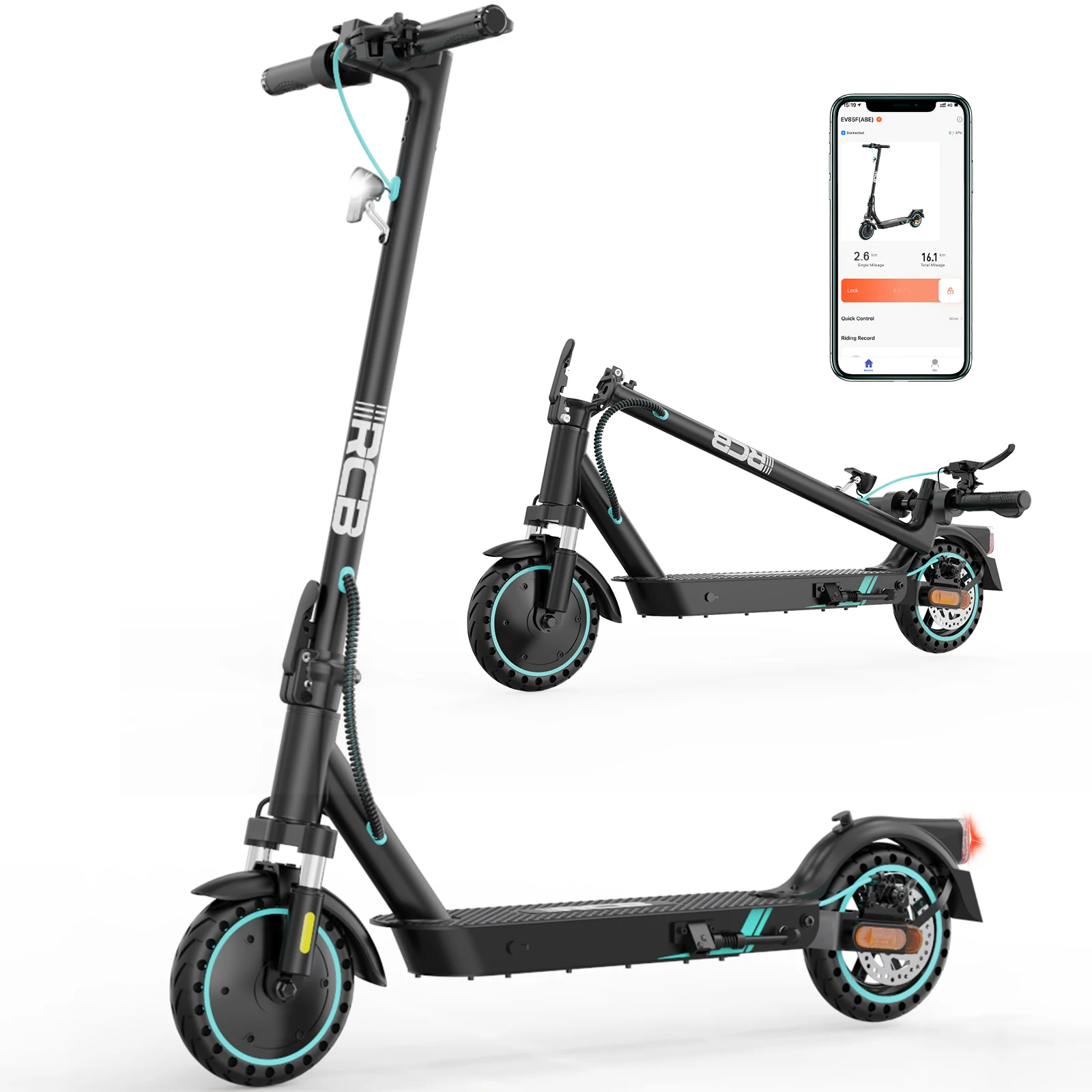 RCB Elektroroller EV85F E-Scooter mit ABE Straßenzulassung 400W 36V7,8AH Akku 8,5 Zoll Wabensolidreifen 20km/h Max Geschwindigkeit 23-30km Reichweite 120kg Belastbarkeit Klappbarer E-Roller für