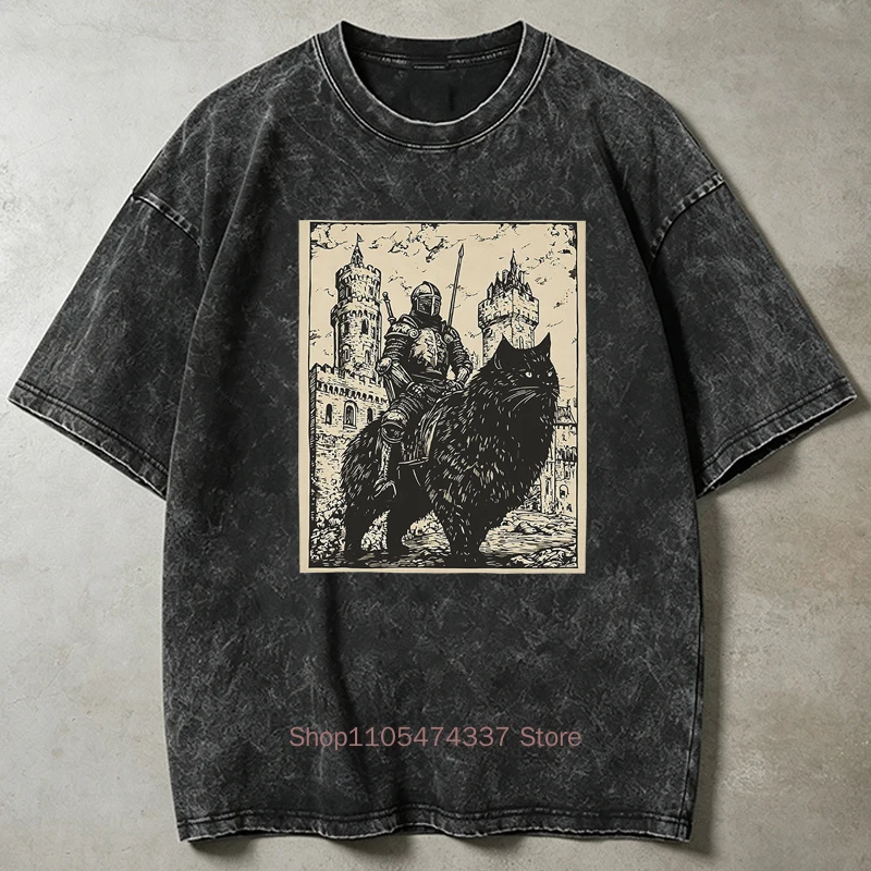 Therapy Isn't Enough Cat Print Washed T-shirts for Women Summer Casual Fashion Vintage Streetwear Crew Neck Short Sleeve Tees