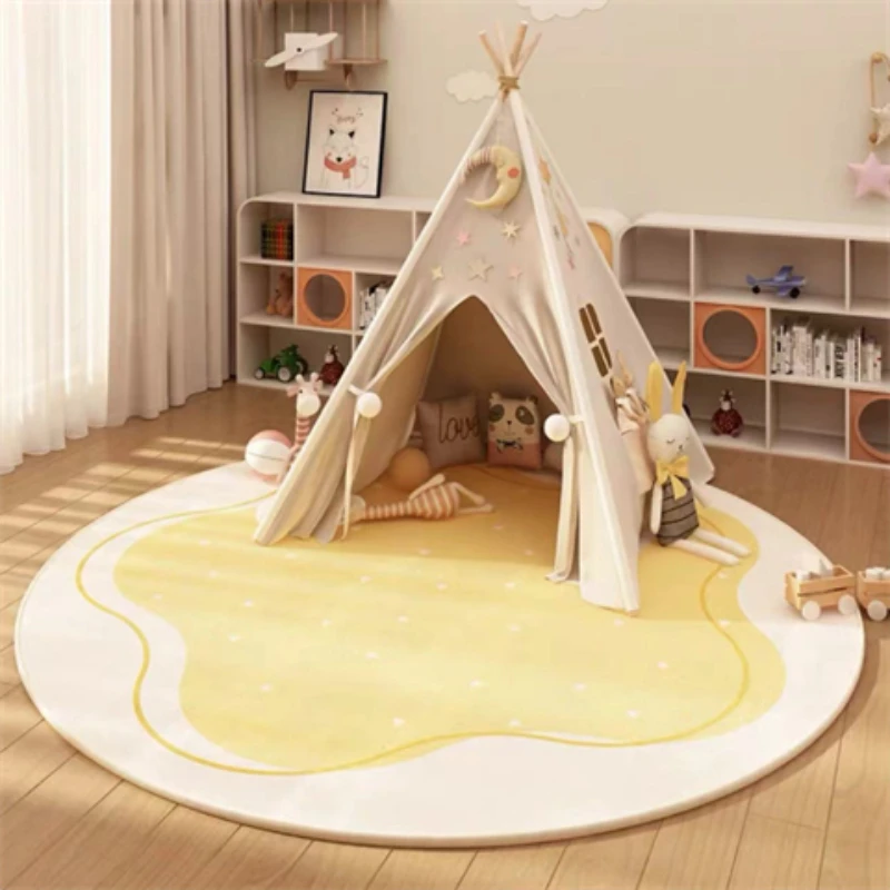 Funny Round Gradient Color Carpet Cute Girl Bedroom Decoration Rug Comfortable Soft Large Size Living Room Carpets Sofa Play Rug