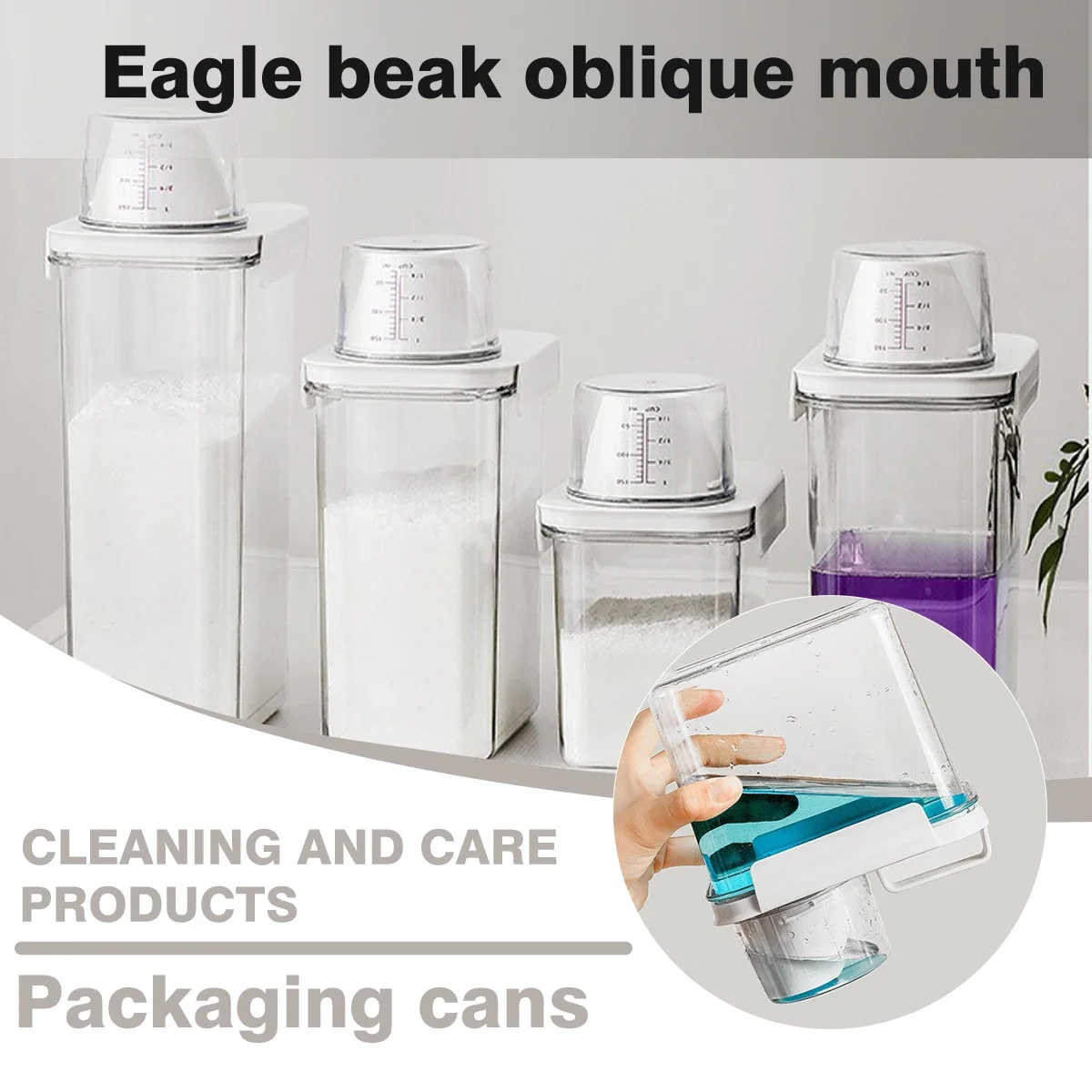 2.3L Airtight Laundry Powder/Cereal Storage Container with Lid and Labels 1