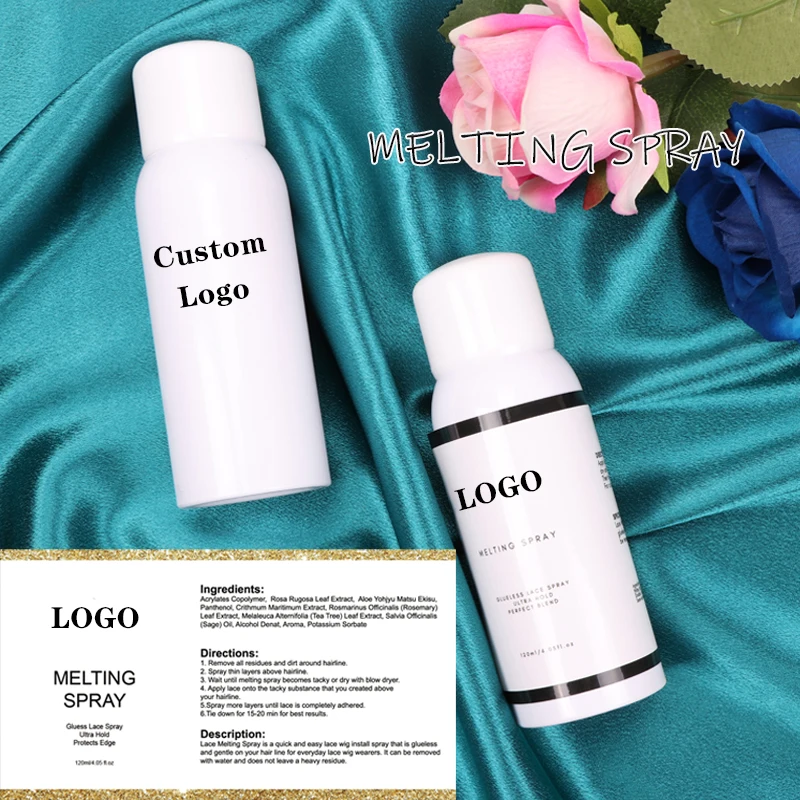 

Melting Spray Glue For Lace Front Wigs Custom Logo Stickers 10Bottles Melting Spray For Lace Wigs Invisible Bond 120Ml 130Ml