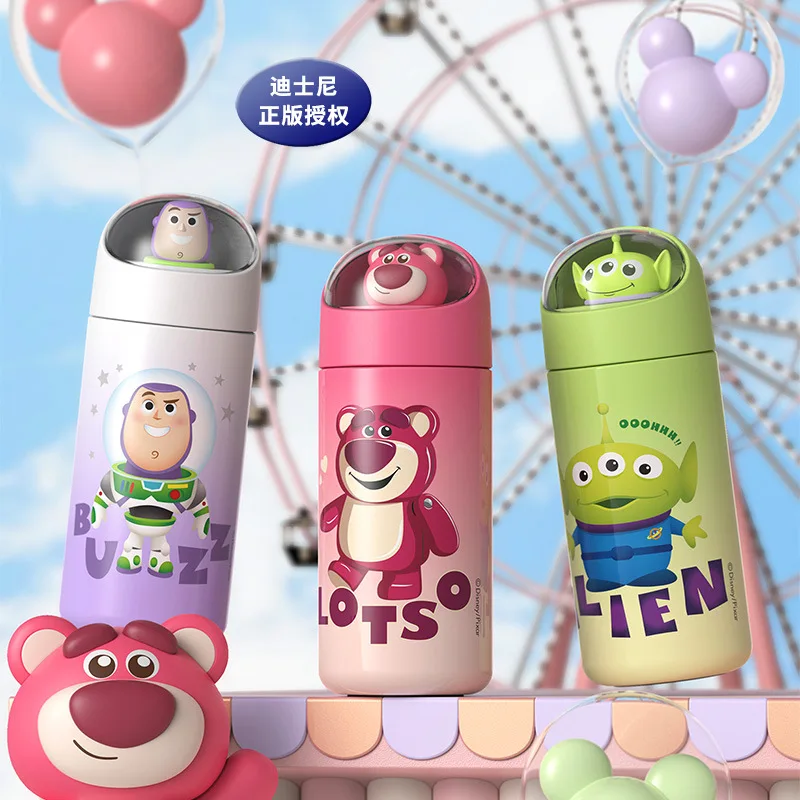 350ML Disney thermos cup kawaii Lotso Alien Buzz Lightyear Portable water cup Cute insulated cup for girls