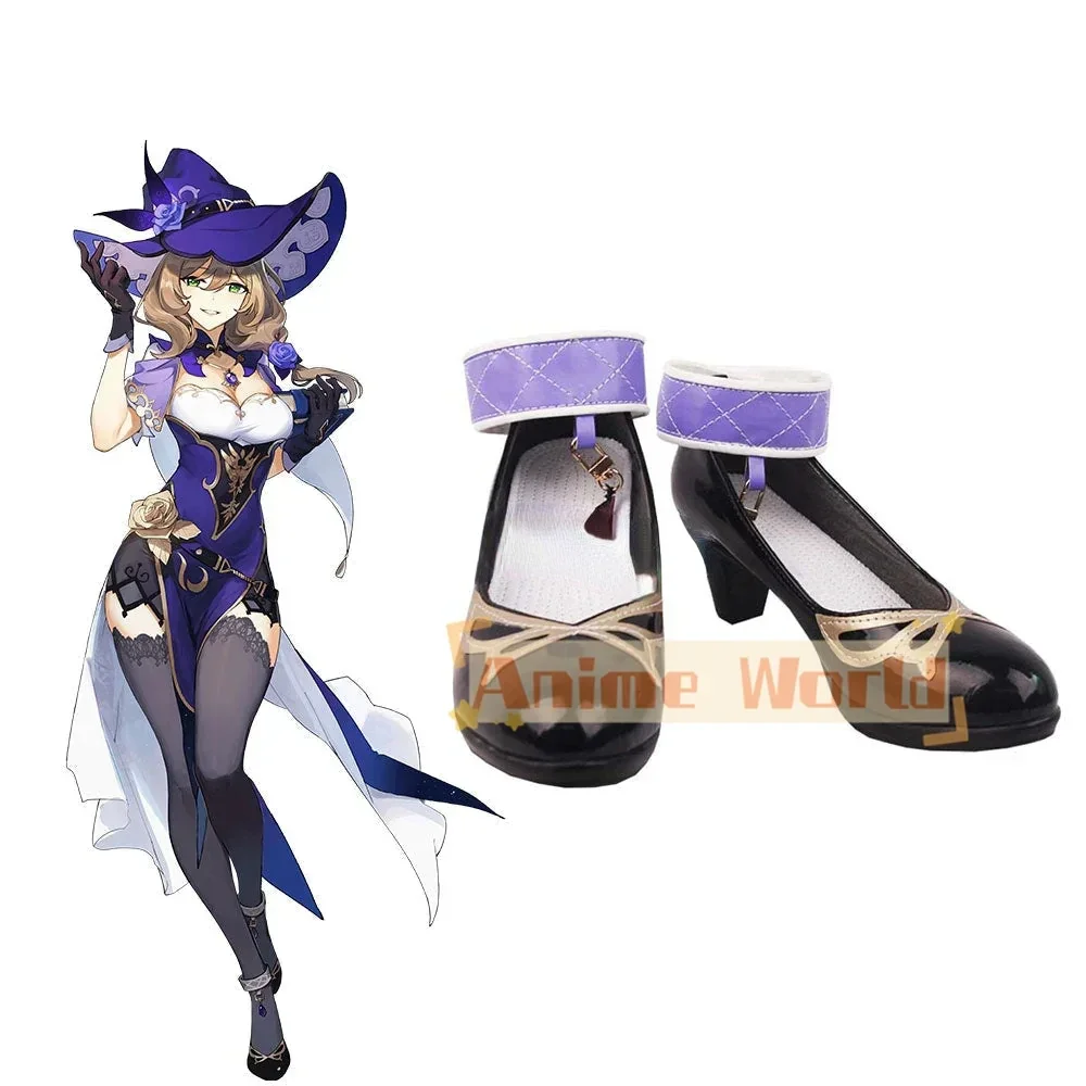 

Genshin Impact Lisa Черная обувь для косплея Хэллоуин Карнавальные ботинки на заказ