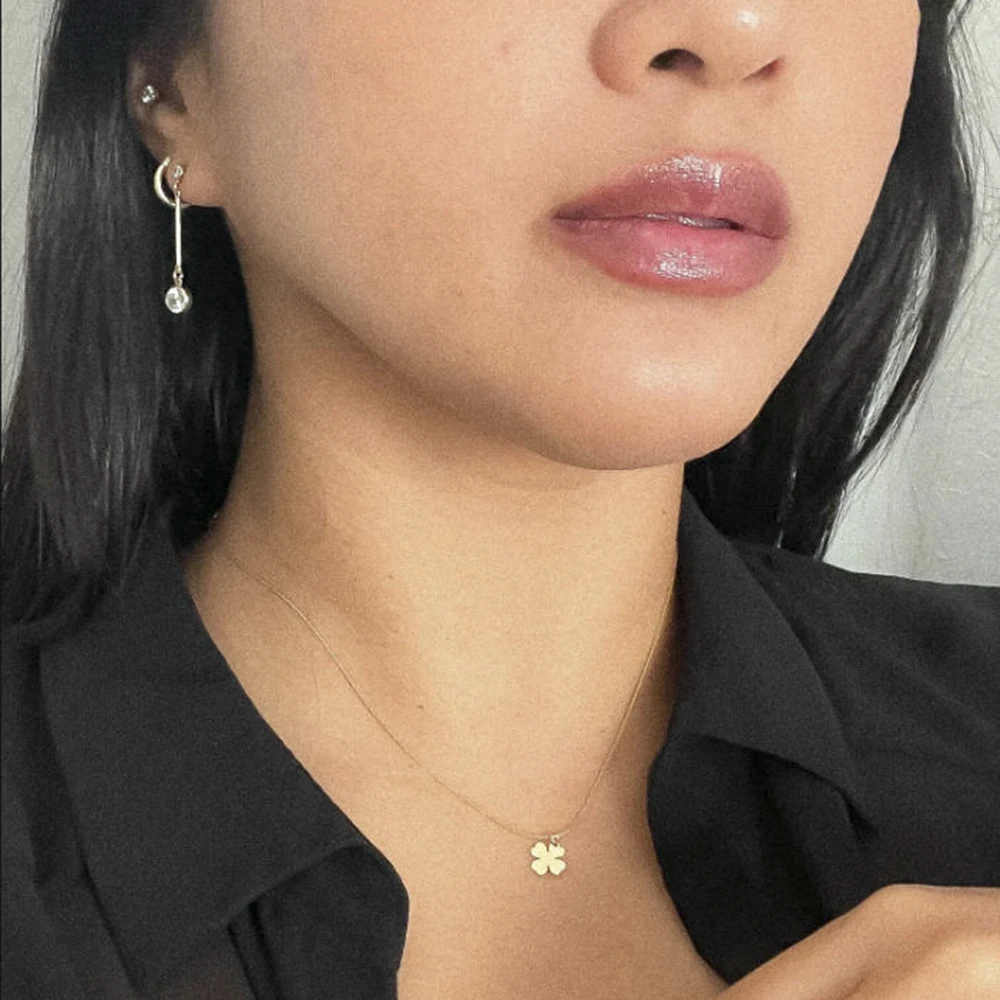 

Ожерелья-цепочки, 14-каратное золото, ожерелья для женщин, вечерние, день рождения, повседневные подарки, подвески ручной работы счастливым клевером, женское ожерелье