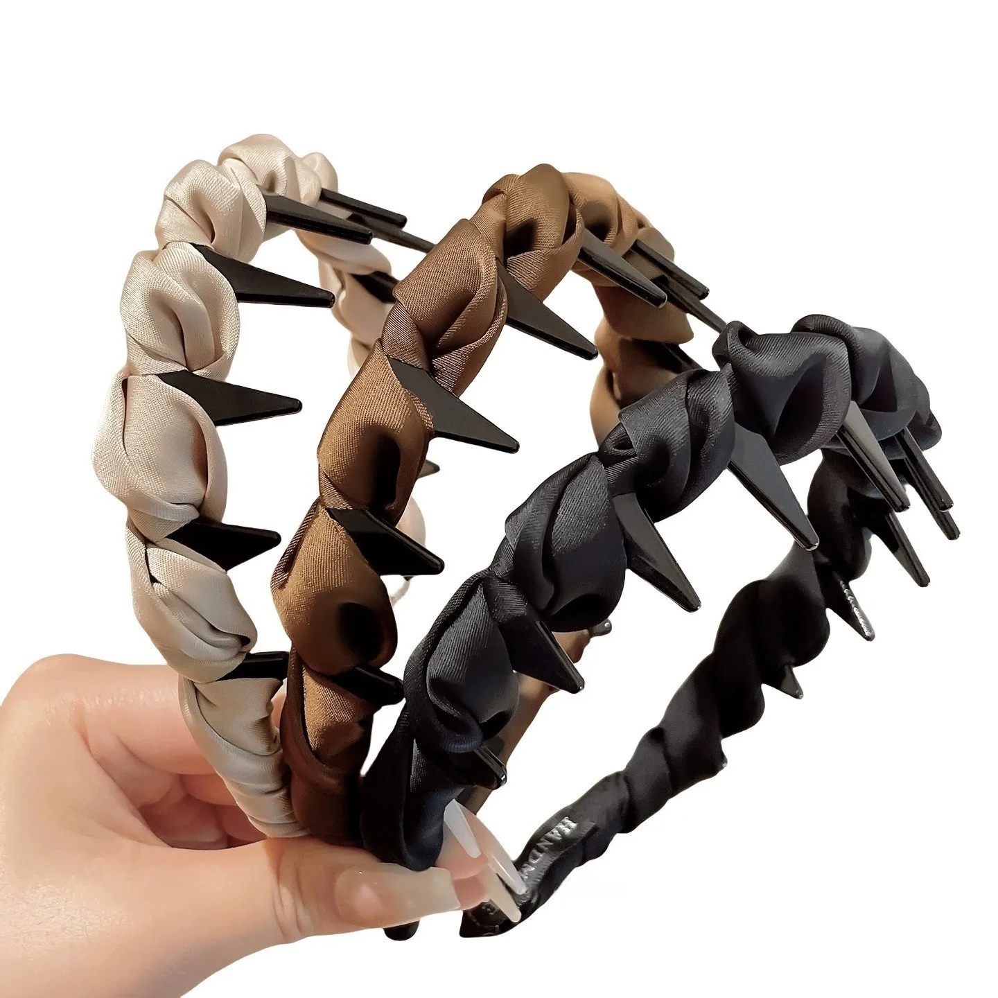 عصابة رأس من الساتان بلون سادة غير قابلة للانزلاق، عصابة رأس ملفوفة من القماش القابل للتمدد للنساء، إكسسوارات للشعر اليومي