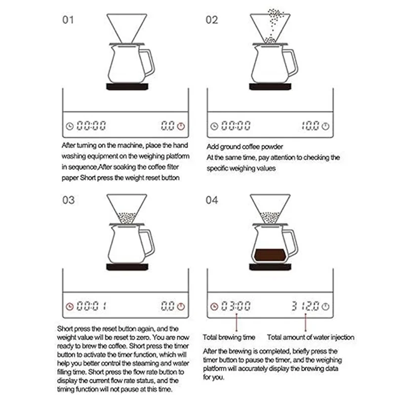 Balance à café numérique LED avec minuterie, 0.1G/2KG, haute précision, balance de cuisine électronique pour pesage des aliments, expresso, meilleure vente
