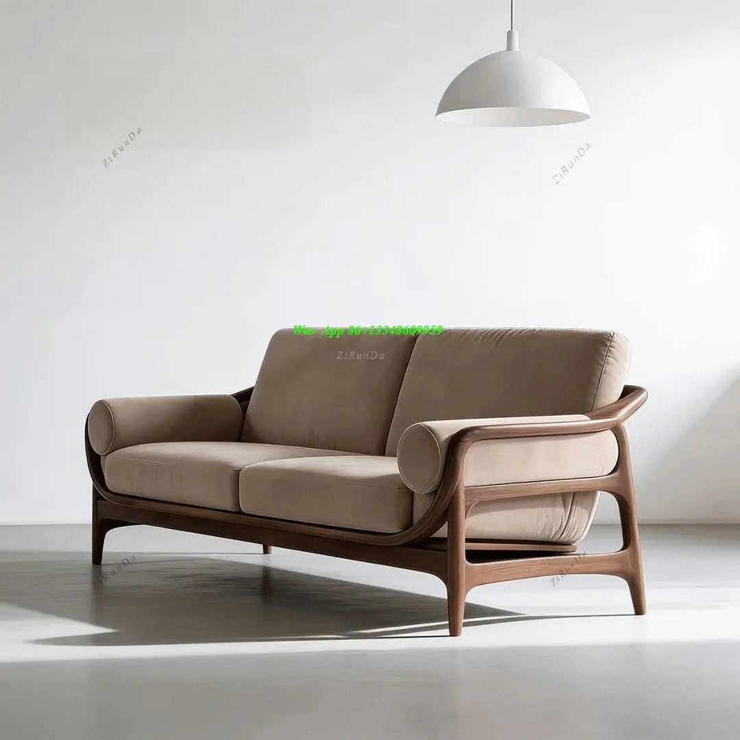 New Chinese Modern Minimalist Straight Row Black Walnut Solid Wood Sofa Living Room New Light Luxury Haute Couture