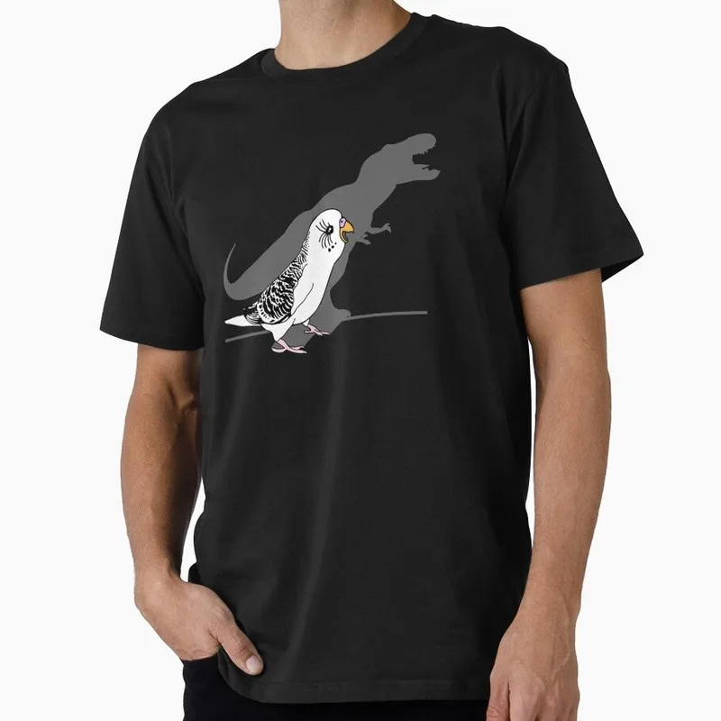 t-rex dinosaur shadow - white budgie Funny Cockatiel Gift T-shirt Birds Graphic Clothes All Size Tops Unisex Tee S-6XL