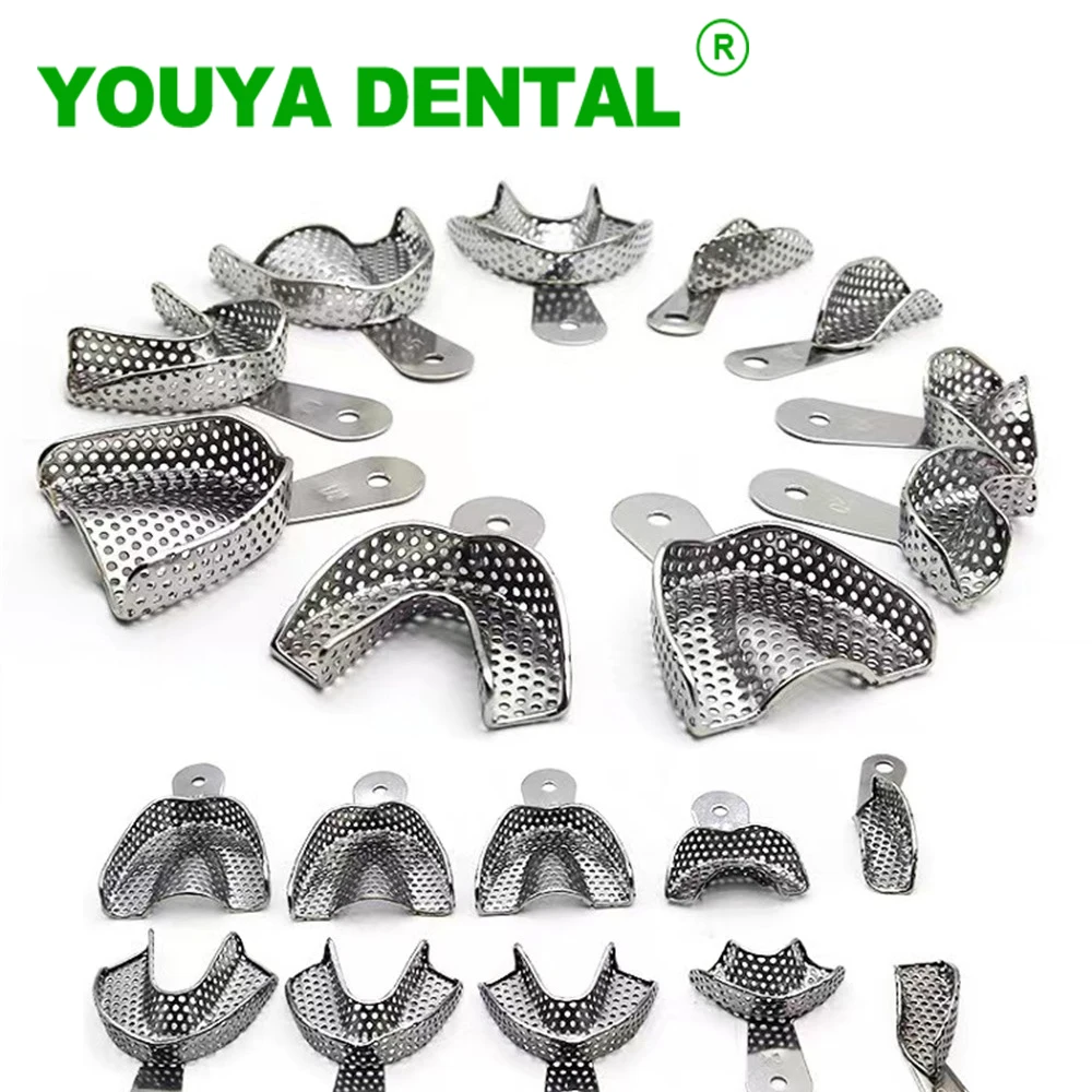 Plateaux Dentaires en Acier Inoxydable, Impression Autoclavable, Support de Dentier en Métal, Outil de Dentiste, 10 Pièces/Ensemble