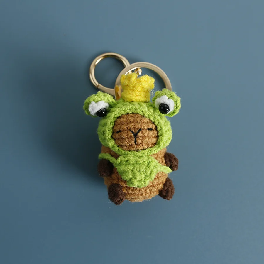 Cute Capybara Keychains Knitting Capybara Doll Crochet Keyrings For Car Keys Kapibala Keychain For Bag Pendant Custom Accessory