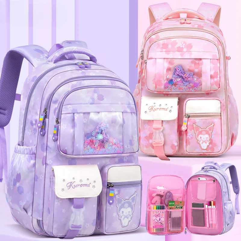 Sanrio Kulomi's new cartoon sweet student schoolbag for girls is cute, comfortable and large-capacity multi-pocket backpack.