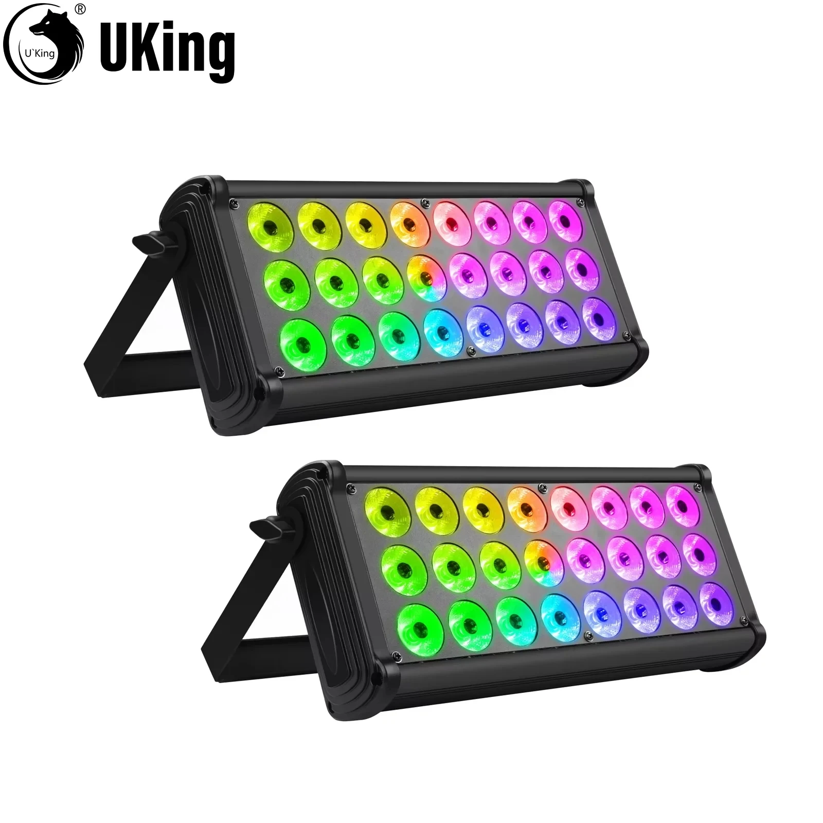 U`King 2Pcs/Set Wall Washer Lights 24LEDs Rainbow Effect Highlight DMX Stage Light Outdoor Building Lighting Projection Exterior