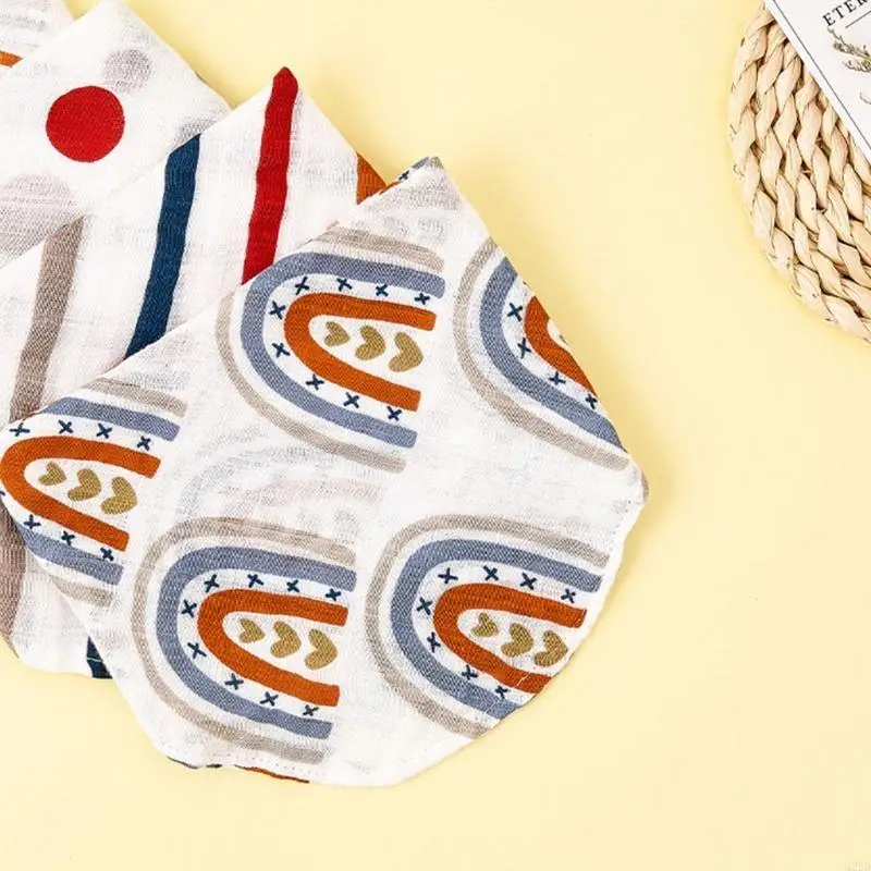 

Q22D Muslin Baby Bandana Bib Multi-Use Scarf Bib Super Soft & Absorbent Drooling Bib Cotton Burp Cloth for Unisex Newborns