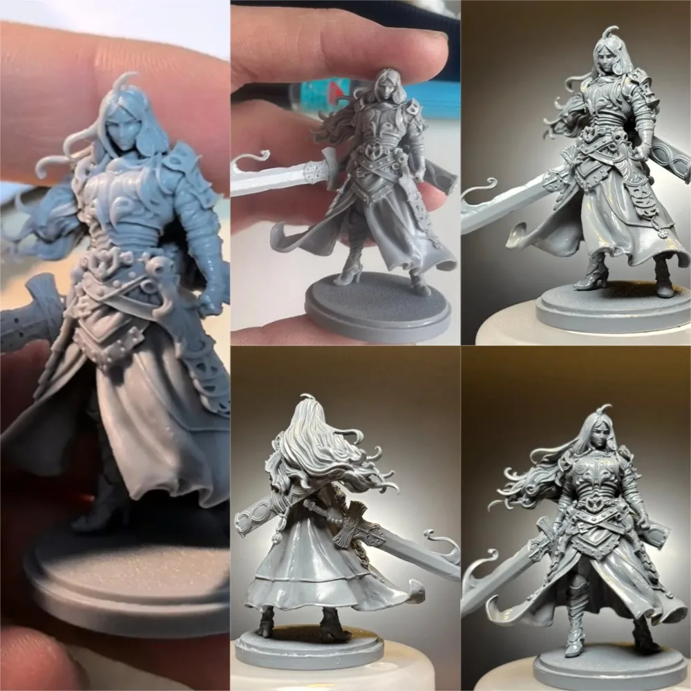 38mm Beauty Soldier Resin Figure Model Kit Fantasy Female Warrior 3D Printing Unassembled view 4
