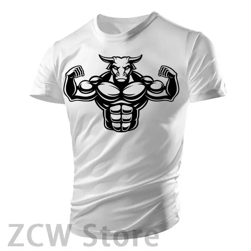 2024 Summer New Weightlifting Dumbbell 3d Printed Men's T-shirt Fashion Casual Large Size Relaxed Comfortable Breathable Top