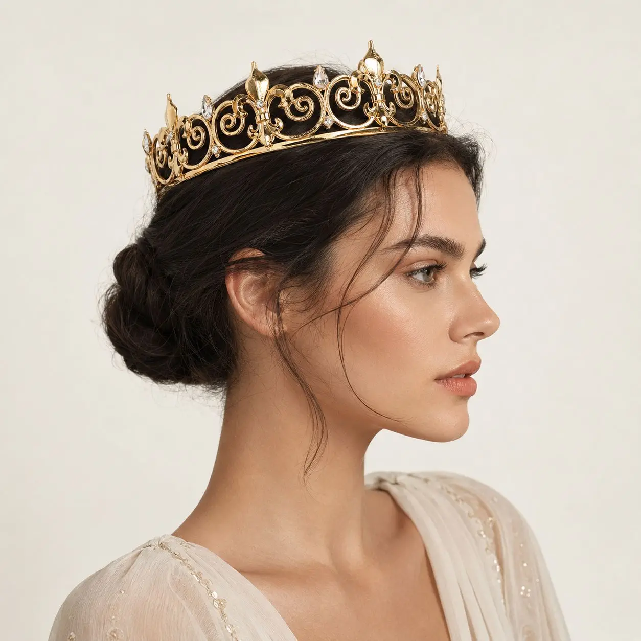 Men's Golden King Crown Headpiece Adult Birthday Crown Halloween Stage Opera Performance unisex Hair Crown