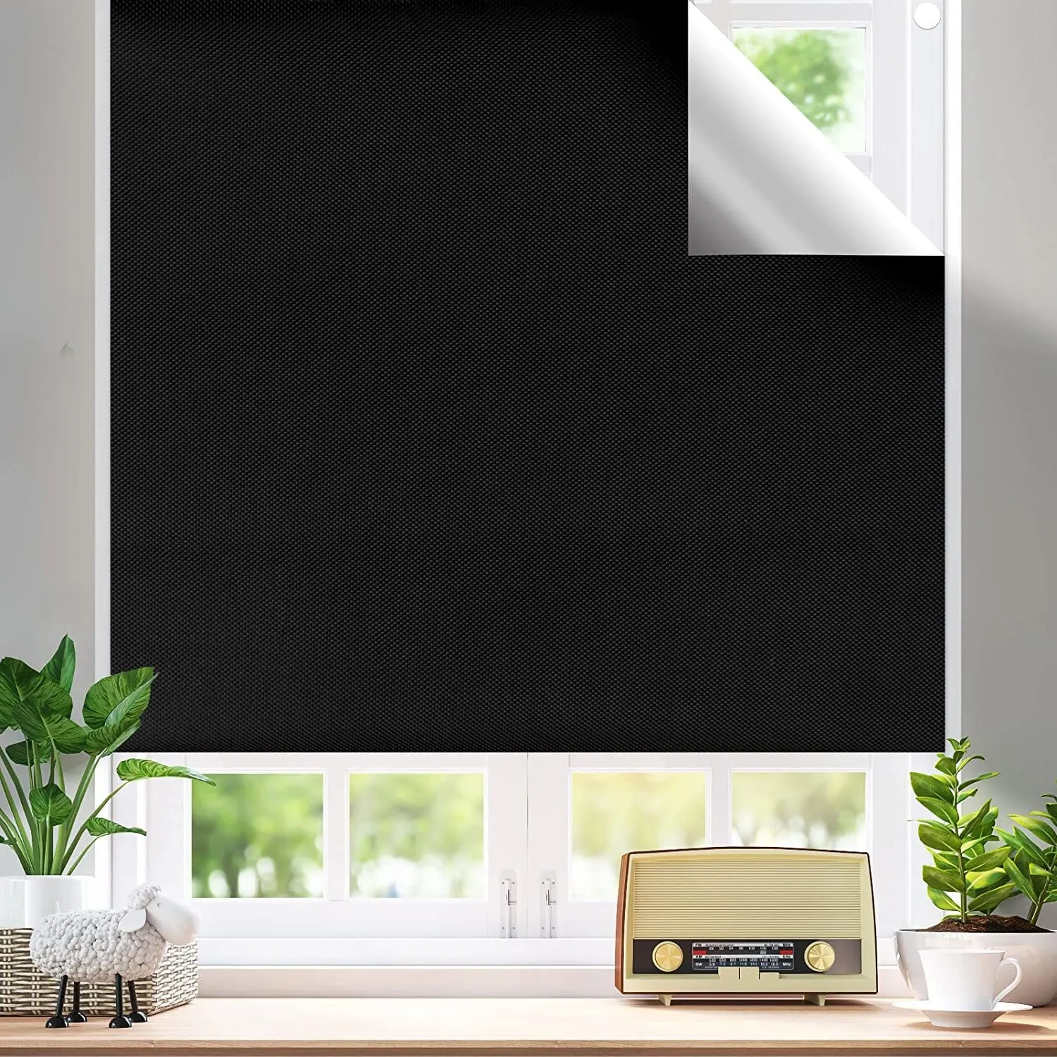 F2 DIY Portable Travel Blackout Curtain Blind Window Thermal Insulated Kitchen Curtains Stick On Non-perforated Black Cloth