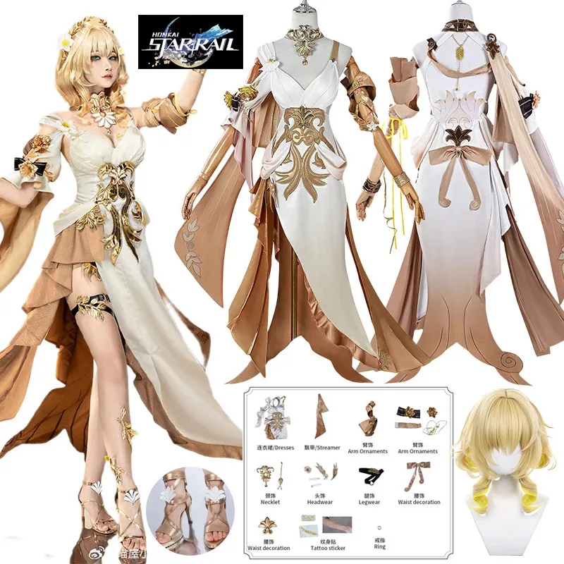 

IN STOCK 2025 Game Honkai Star Rail Aglaea Cosplay Costume Full Set Uniform Outfi Aglaea Cosplay Wig Shoes Props Costume disfraz
